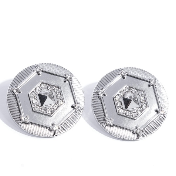 Enfolded Edge - White Earrings - Picture 2 of 2